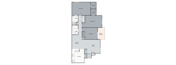 A floor plan of a house with labeled rooms such as Bedroom, Bath, Kitchen, and Living Room.
