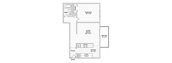 a floor plan of a 1 bedroom floor plan