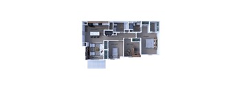 A floor plan of a two-bedroom apartment with dimensions.
