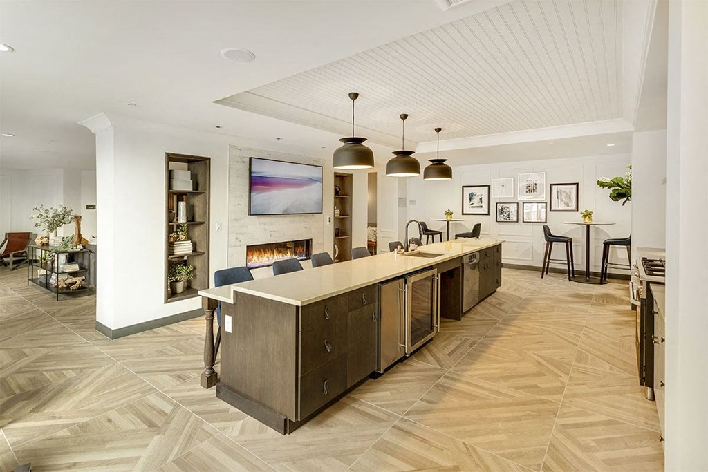 The Asher Minneapolis Entertainment Kitchen and Fireplace