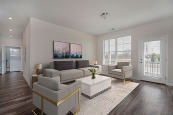 a living room with a couch and a coffee table