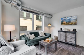 The Donegan Saint Paul Apartments Living Room and Windows