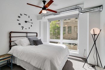 The Donegan Saint Paul Apartments Bedroom with Window - Photo Gallery 6