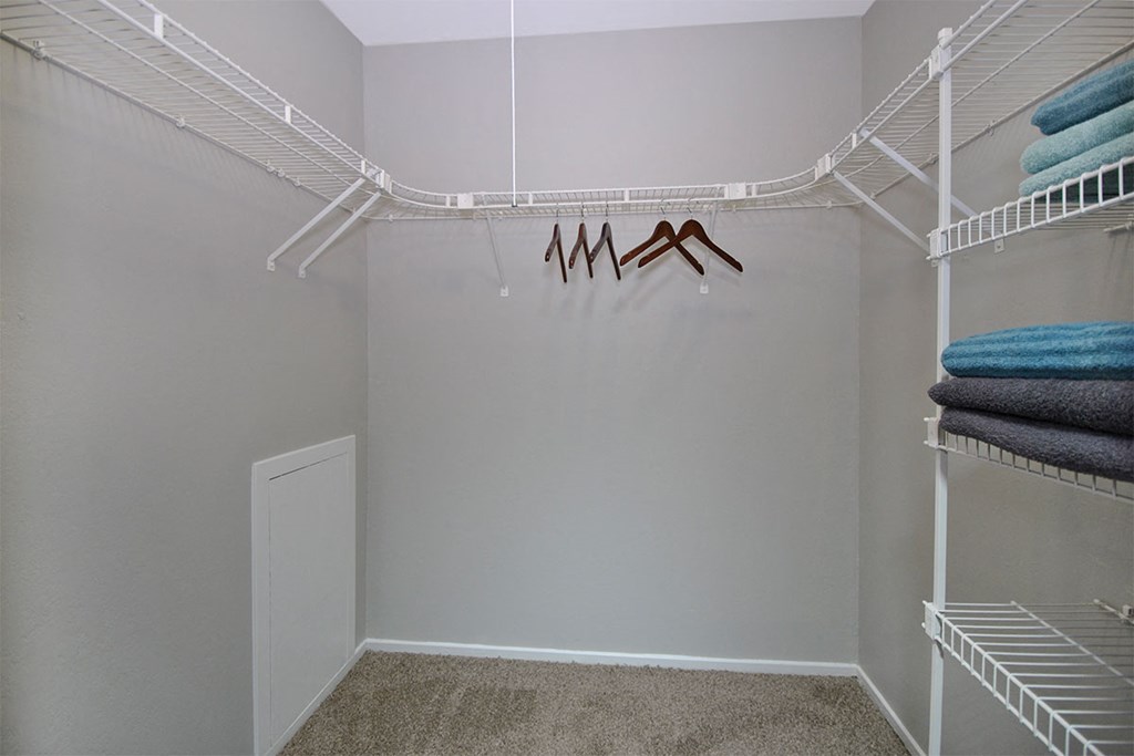 our spacious closets are stocked with robes and towels in our spacious walk in closet