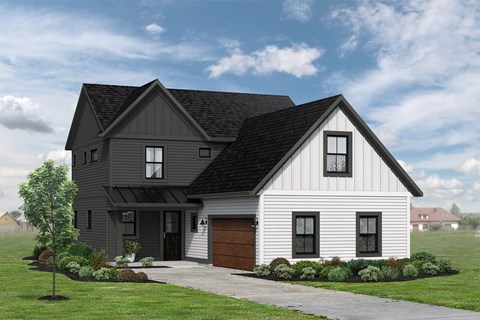 a home with white siding and black shutters
