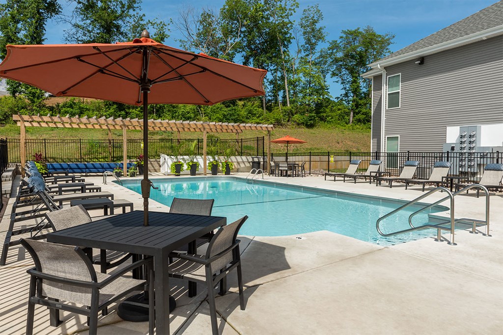 our apartments have a resort style pool and patio