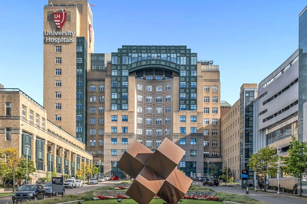 A large building with a sign that says University Hospitals.