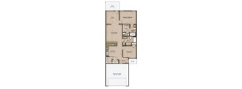 a floor plan of a 1 story apartment with a wood floor