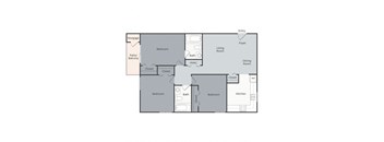 A floor plan of a house with labeled rooms such as Bedroom, Bath, Kitchen, Living Room, Dining Room, Entry, and Foyer.