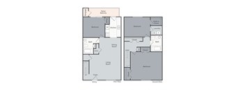 A floor plan of a two-story home with labeled rooms.
