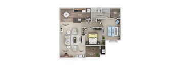 a floor plan of a house with a bedroom and a living room