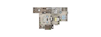 2 bed 2 bath apartment floor plan