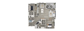 A floor plan of a house with a living room, kitchen, dining room, and multiple bedrooms.