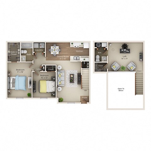 the vista apartments and townhomes floor plan B