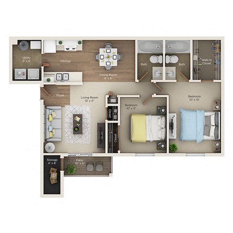 the vista apartments and townhomes floor plan C