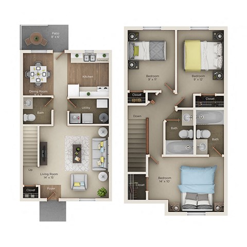 the vista apartments and townhomes floor plan DTH