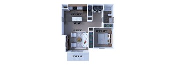 1 bed 1 bath apartment floor plan