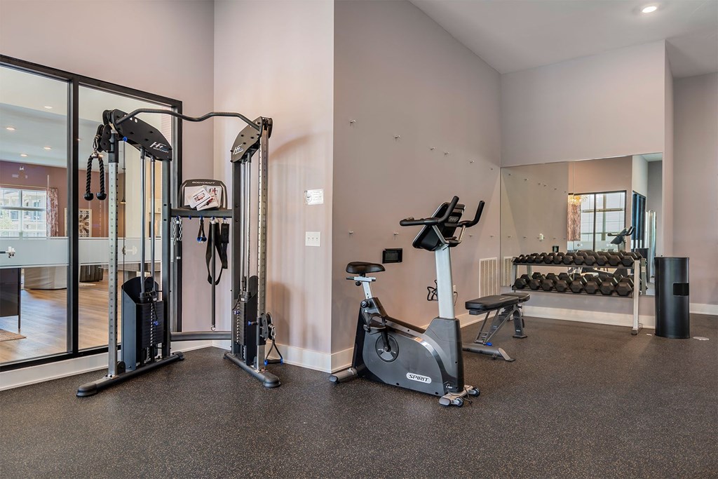 the gym at the flats at big tex apartments
