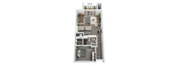 A floor plan of a Balcony 11x6 living/dining area with a kitchen, bath, and bedroom.