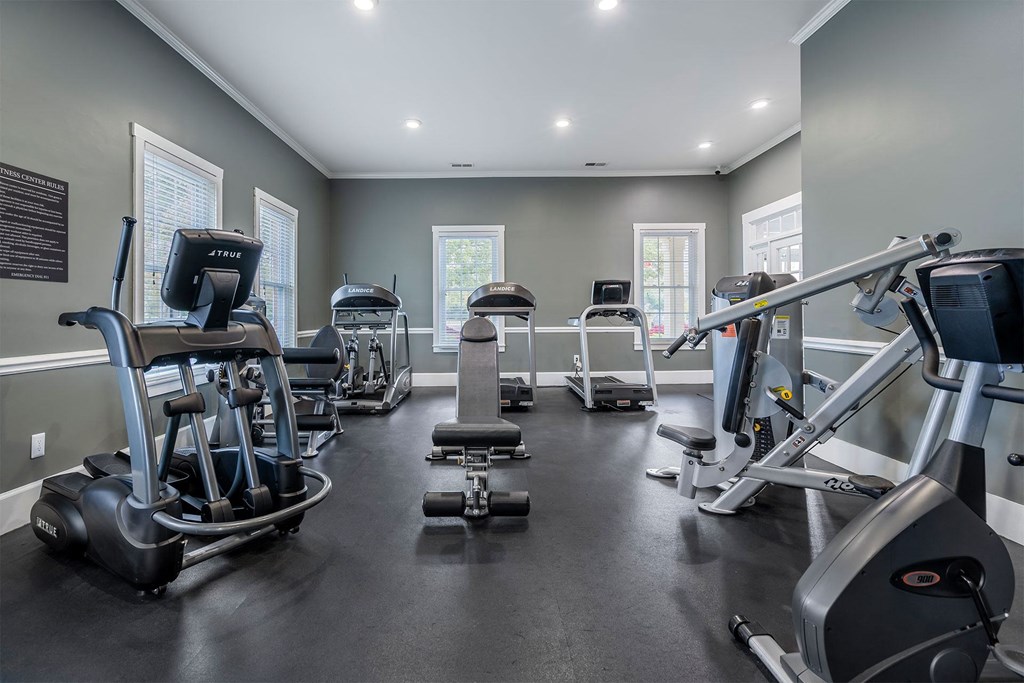 the gym is equipped with state of the art cardio equipment and weights
