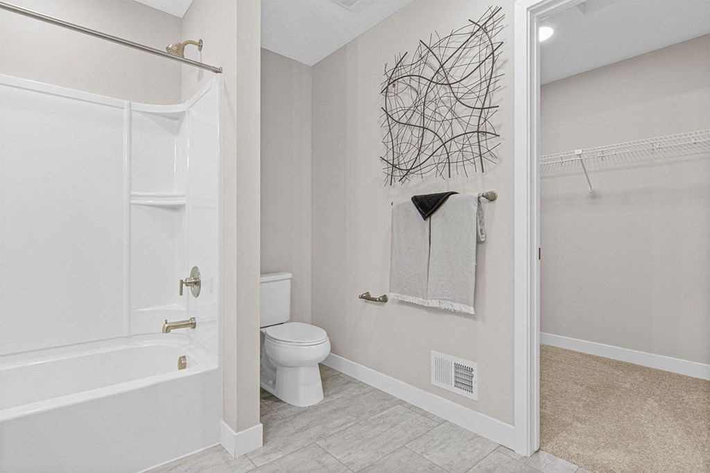 a bathroom with a toilet and a bathtub