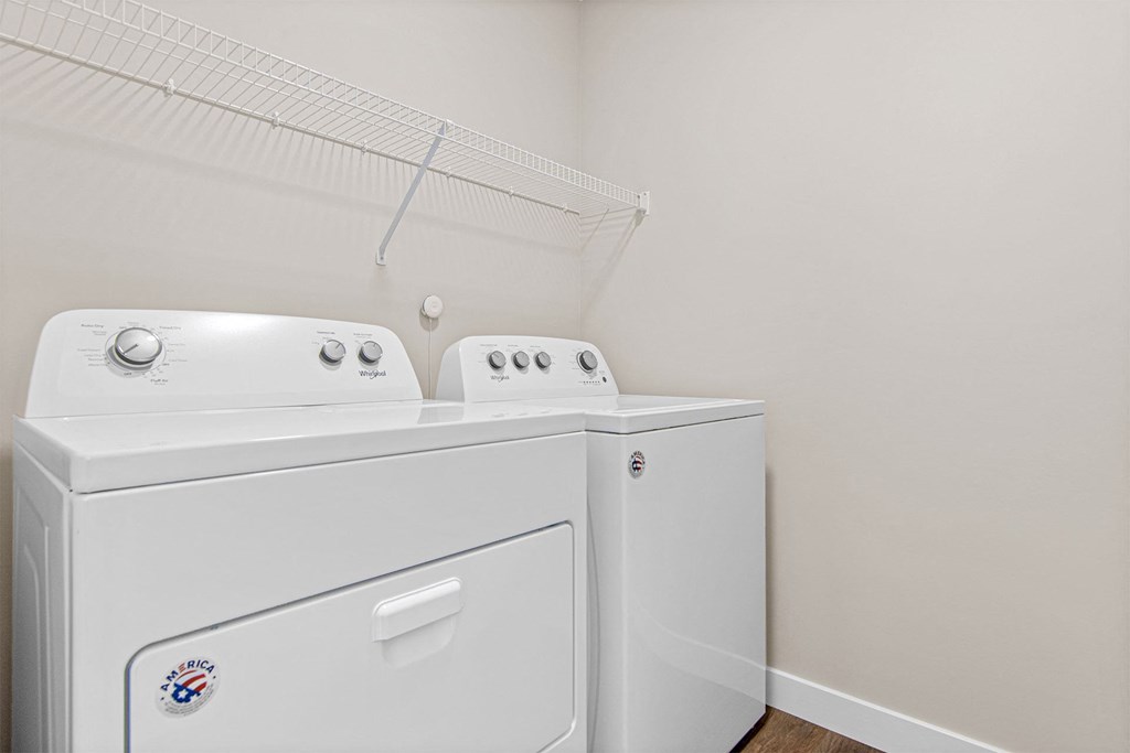 a washer and dryer in a laundry room