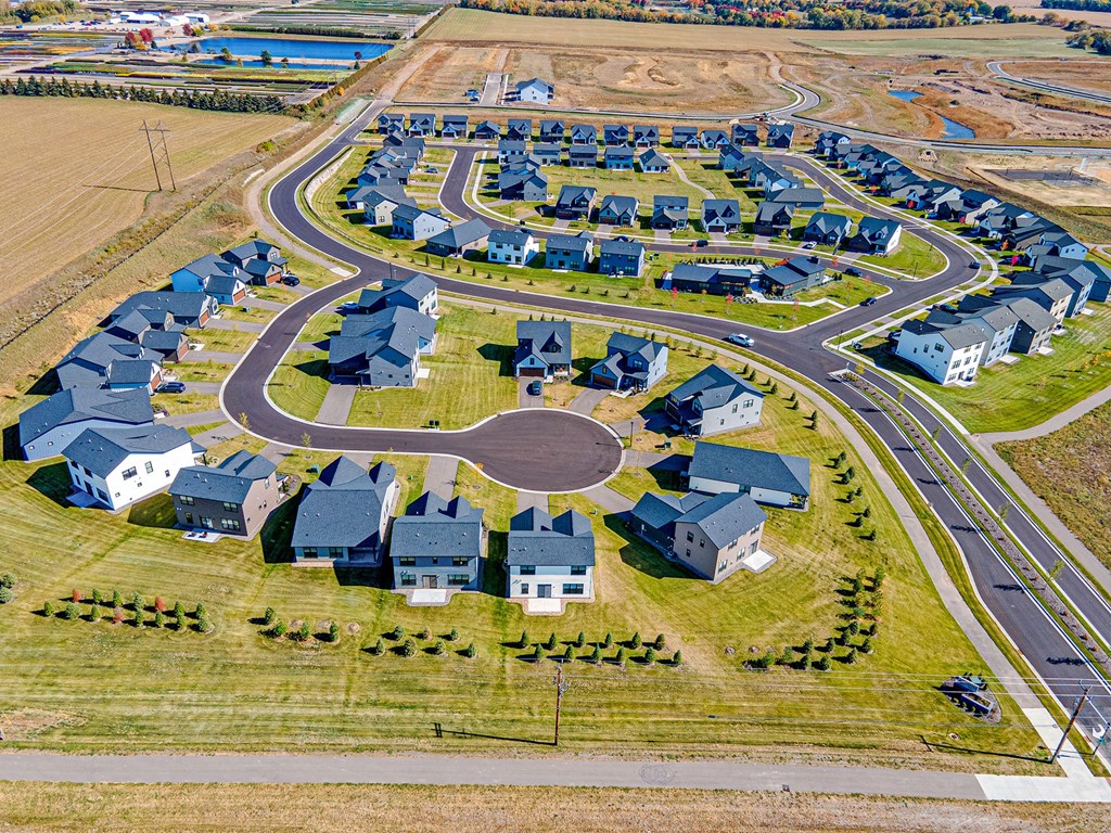 a circle of houses in a suburb