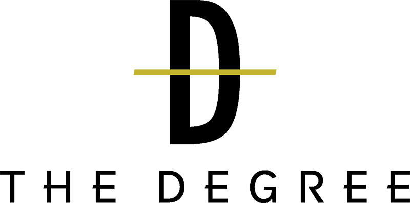 A green background with a large letter D and the words "The Degree" below it.