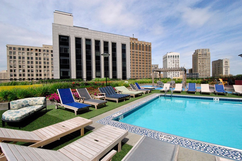 Detroit City Apartments Pool and Lounge