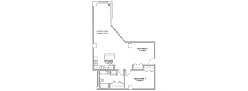 a floor plan of a 1 bedroom floor plan