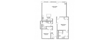 a second floor floor plan with two bedrooms and a closet