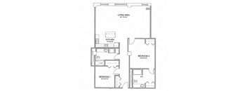 a second floor floor plan with two bedrooms and a closet