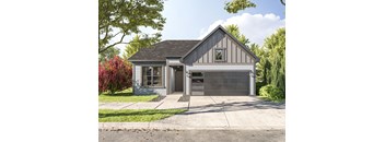 a home with a gray and white exterior
