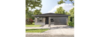 a house with a gray roof and a gray garage door