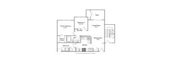 A black and white image of a house floor plan.