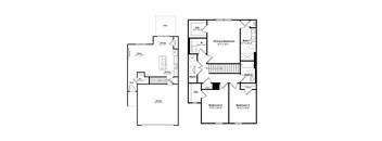 A floor plan of a house with a garage, two bedrooms, a kitchen, a dining room, a pantry, a laundry room, a cloakroom, a lounge, and two bathrooms.