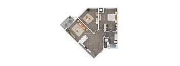 A floor plan of a house with a living room, kitchen, and bathroom.