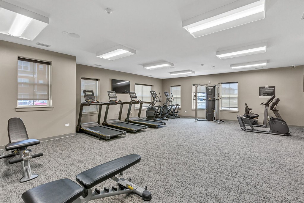 our state of the art fitness room is equipped with cardio equipment and free weights