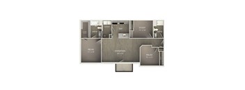 A floor plan of a house with a study, two bathrooms, a kitchen, an entertainment area, and two relaxation areas.