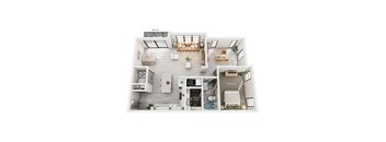 A floor plan of a home showing a balcony, living room, bedroom, bathroom, dining room, kitchen, laundry, and closet.