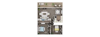 A diagram shows the layout of a house with a living room, dining room, kitchen, bath, and two bedrooms.