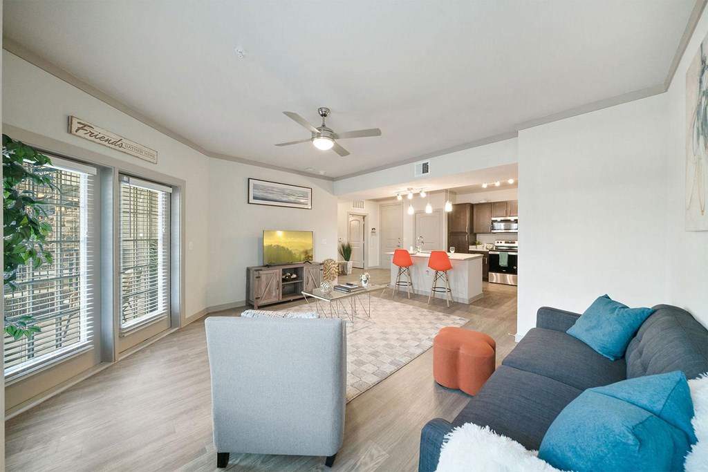 a living room with a couch and a chair