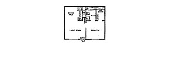 a floor plan of a house with a living room and a bedroom