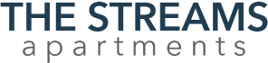 The image displays the words "THE STREAMS apartments" in large, bold letters.