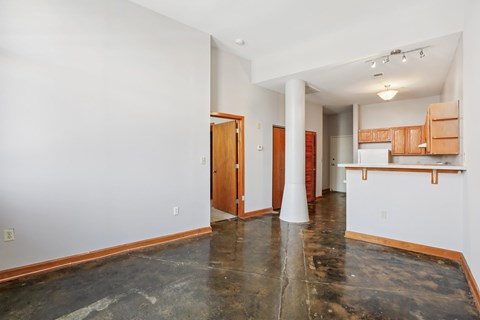 The living room in Printers Square Unit 213.