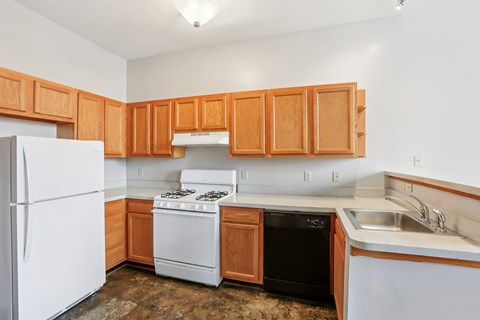 The kitchen in Printers Square Unit 213.