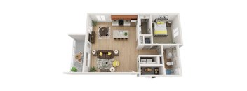 A1_one bed one bath Floorplan at Gibson Oaks, Florida