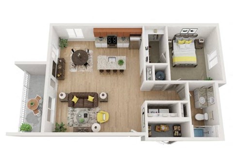 A1_one bed one bath Floorplan at Gibson Oaks, Florida