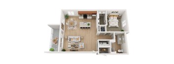 A2_one bed one bath Floorplan at Gibson Oaks, Lakeland, FL, 33809
