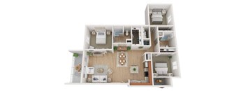 C1 Three Bed Two Bath Floorplan at Gibson Oaks, Lakeland, 33809